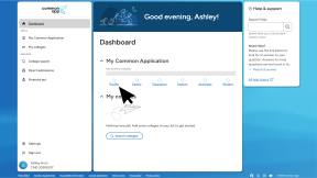 A student account in Common App, on the dashboard. The cursor is clicking Profile to begin filling out the application profile